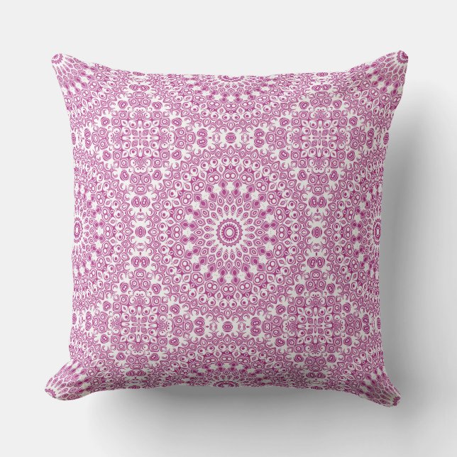 Magenta Mandala Geometric Pattern Throw Pillow (Front)