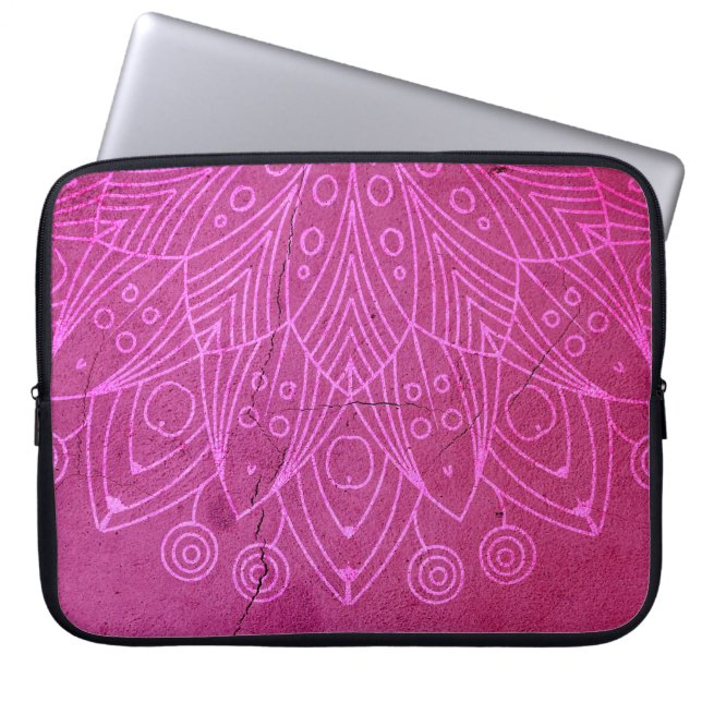 Magenta Mandala Zen Rustic Body Mind Spirit Laptop Sleeve (Front)