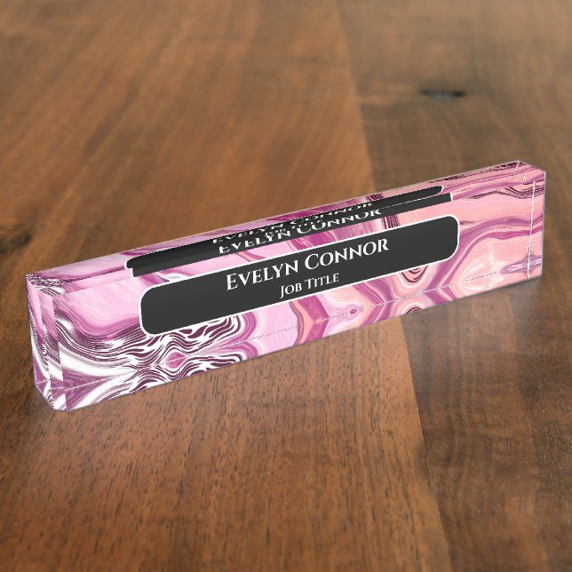 Magenta Marble Classy Modern Personalized   Desk Name Plate (Side)