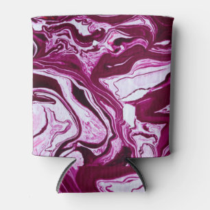 Magenta Marble Texture: Abstract Fluid Art Can Cooler