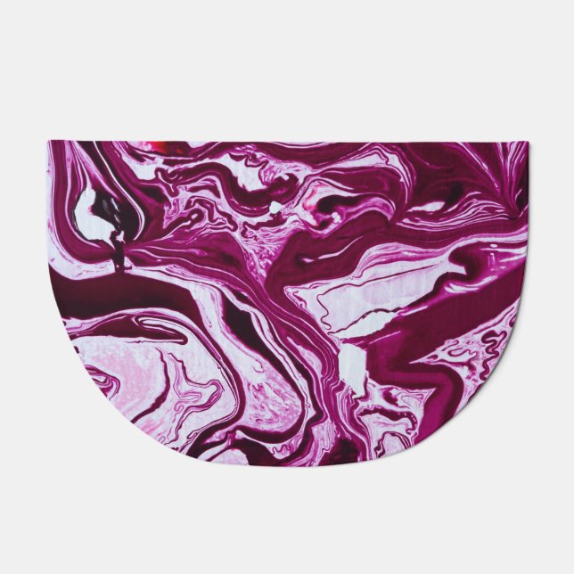 Magenta Marble Texture: Abstract Fluid Art Doormat (Front)