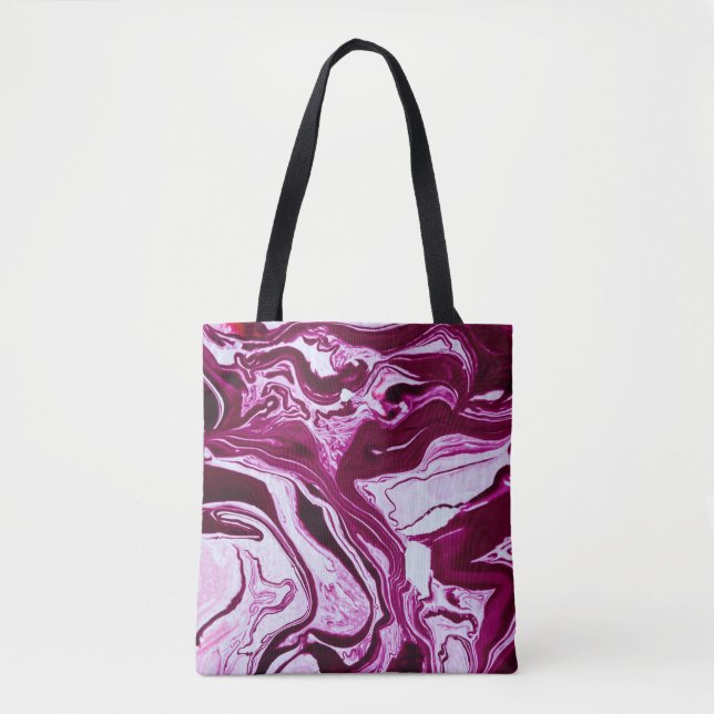 Magenta Marble Texture: Abstract Fluid Art Tote Bag (Front)
