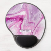 Magenta Marbled Paint Pour Art Personalized Gel Mouse Pad (Front)