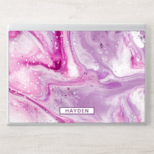 Magenta Marbled Paint Pour Art Personalized HP Laptop Skin
