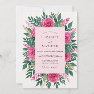 Magenta Mesmerizing Spring Floral Wedding Invitation