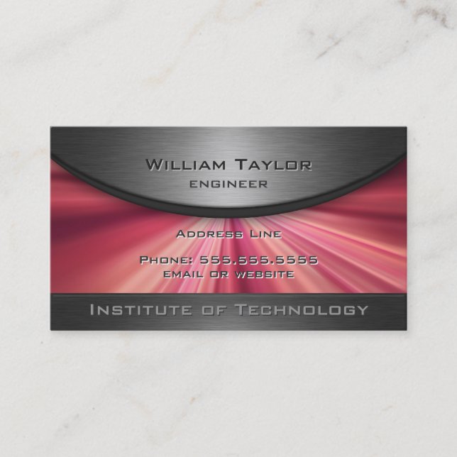 Magenta Metallic Elegance with QR code Business Card (Front)