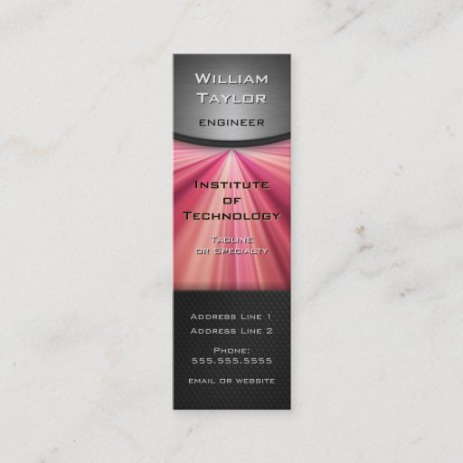 Customizable Magenta Metallic Elegance with QR code vertical Business Card Template