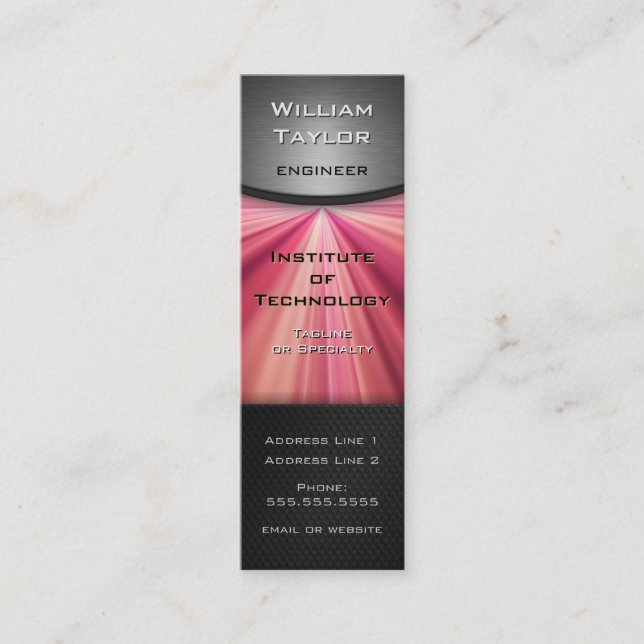 Magenta Metallic Elegance with QR code vertical Mini Business Card (Front)