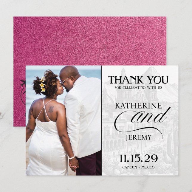 Magenta Mexico Passport Thank You Card (Front/Back)