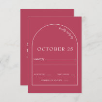 Magenta Minimalist Modern Arch Wedding RSVP Card