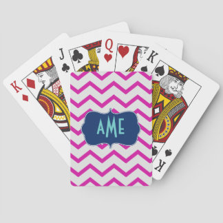 Magenta Mint Chevron Poker Cards