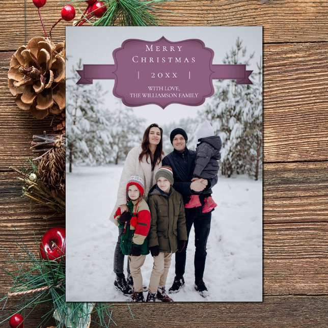 Magenta Modern and Simple Christmas Photo Card (Magenta Modern and Simple Christmas Photo Card)