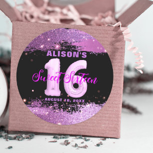 Magenta Modern Glam Sweet Sixteen Birthday Classic Round Sticker
