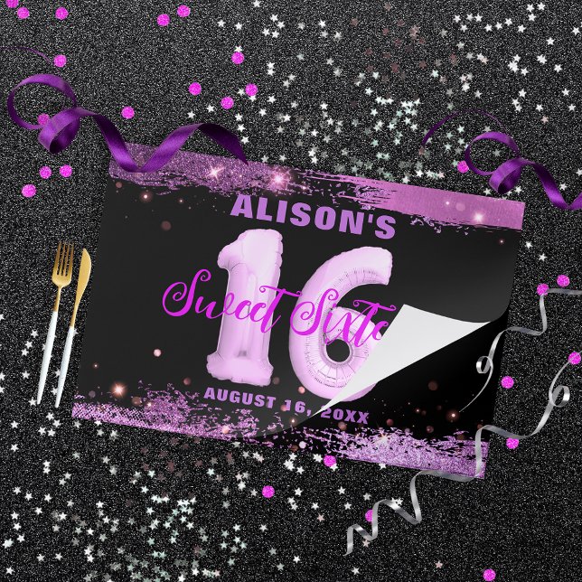 Magenta Modern Sweet Sixteen Birthday Placemat (Creator Uploaded)
