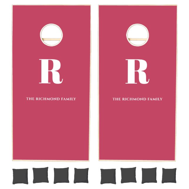 Magenta Monogram  Cornhole Set (Set)