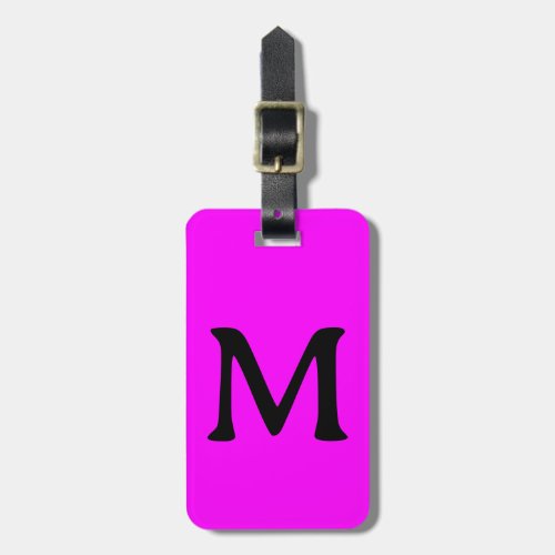Magenta Monogram Custom Name Color Neon Pink Luggage Tag
