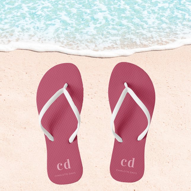 Magenta monogram name flip flops (Creator Uploaded)