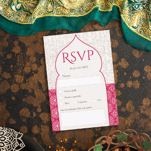 Magenta Moroccan floral rsvp wedding Invitation