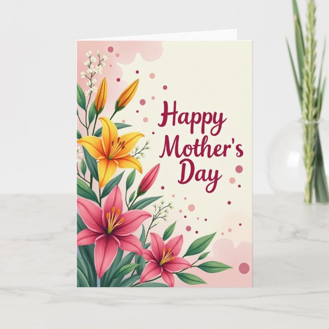 Magenta Mothers Day Bouquet Card (Front)