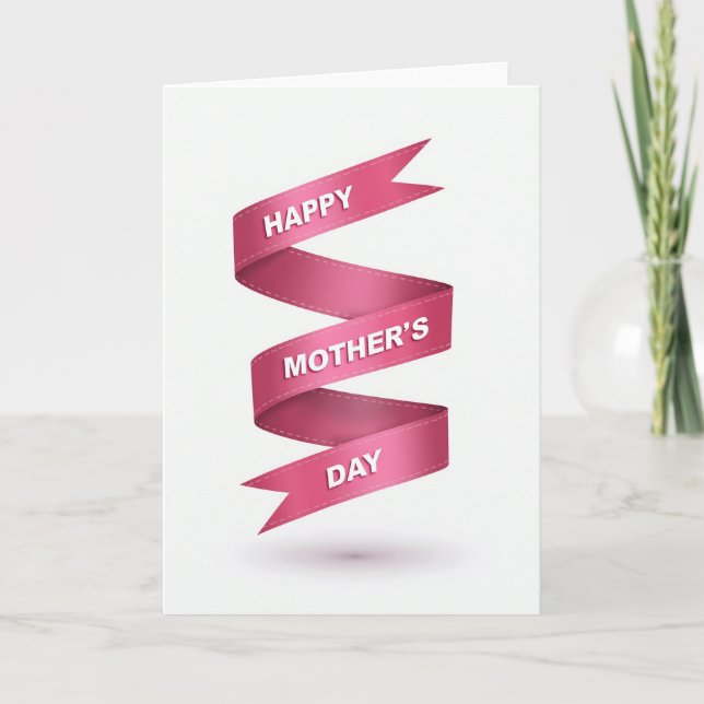 Magenta Mothers Day Ribbon Card (Front)