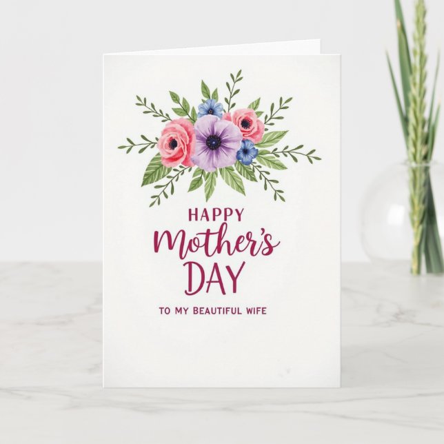 Magenta Mothers Day Script Love Card (Front)