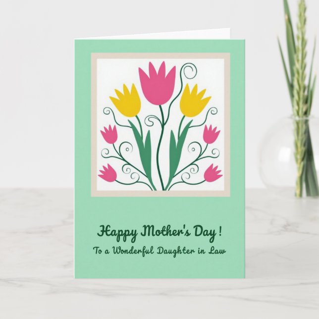 Magenta Mothers Day Tulip Card (Front)