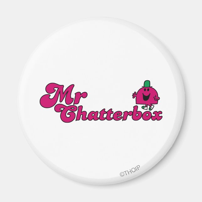 Magenta Mr. Chatterbox Logo Magnet (Front)