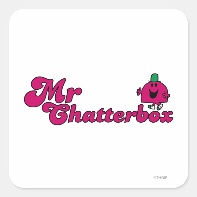 Magenta Mr. Chatterbox Logo Square Sticker (Front)