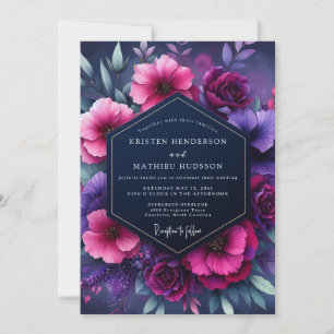Magenta Nocturnal Bloom Wedding Invitation