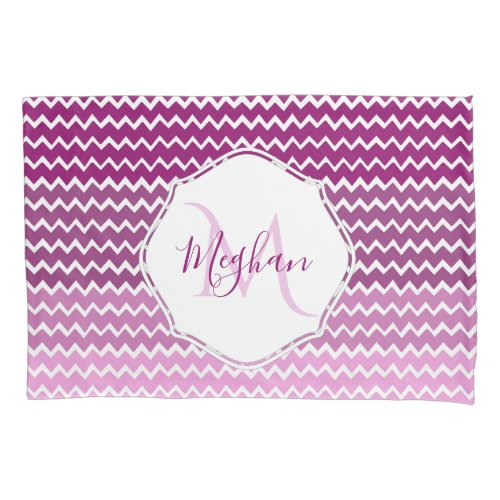 Magenta Ombre Chevron Personalized Pillowcase