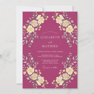 Magenta Opulent Botanical Wedding Invitation