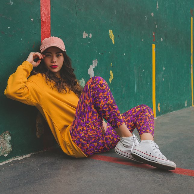 Magenta Orange Bright Autumn Camouflage Leggings (Creator Uploaded)