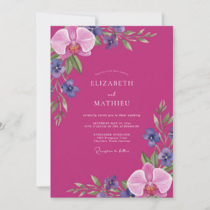 Magenta Orchid Petal Wedding Invitation
