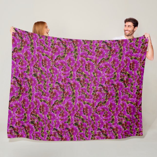 Magenta Orchids, Fleece Blanket (In Situ)