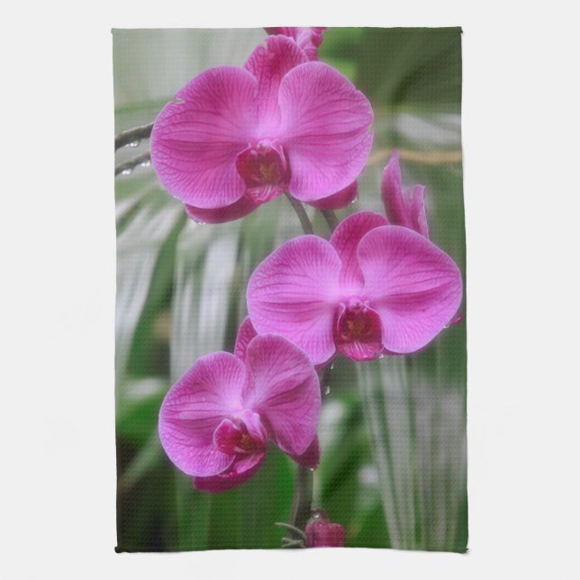 Magenta Orchids Kitchen Towel (Vertical)