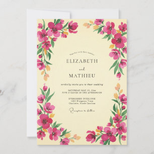 Magenta Painted Peony Wedding Invitation