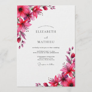 Magenta Painterly Bloom Wedding Invitation