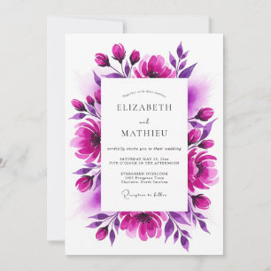 Magenta Painterly Flourish Wedding Invitation