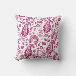 Magenta Paisley Pattern Throw Pillow