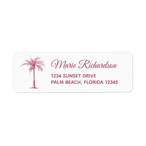 Magenta Palm Beach Wedding Return Address Label