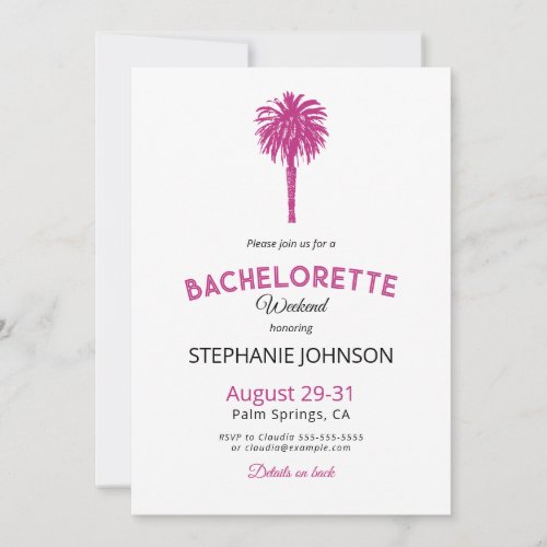 Magenta Palm Springs Tropical Beach Destination   Invitation