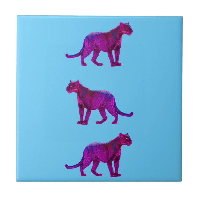 Magenta Panthers Ceramic Tile (Front)