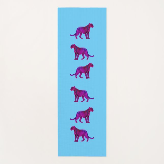 Magenta Panthers Pop Art Yoga Mat (Front)