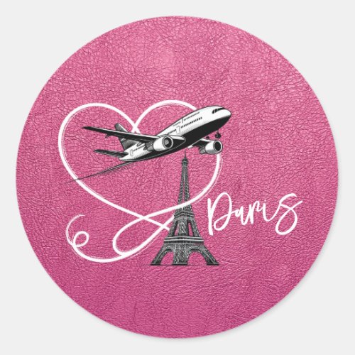 Magenta Paris Passport  Classic Round Sticker