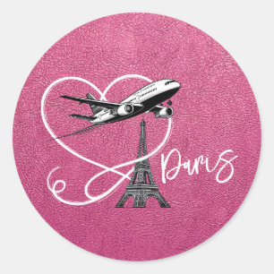 Magenta Paris Passport Classic Round Sticker