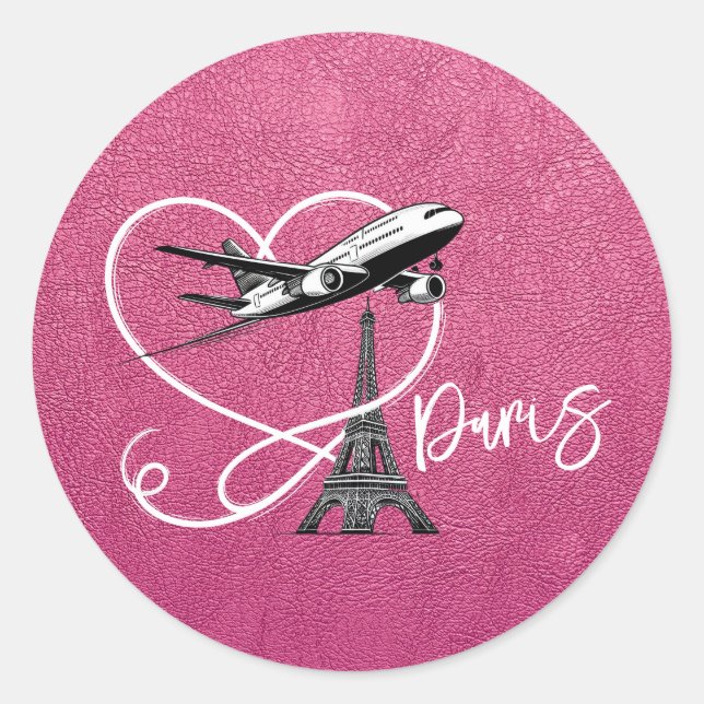 Magenta Paris Passport  Classic Round Sticker (Front)