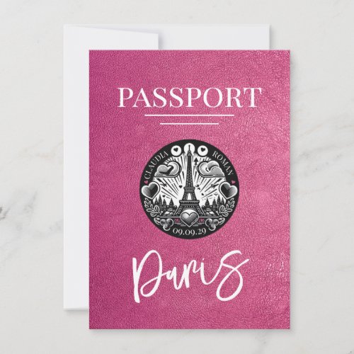 Magenta Paris Passport Save the Date