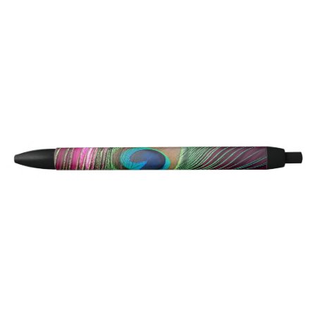 Magenta Peacock Black Ink Pen