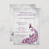 Magenta Peacock Leaf Vine Bridal Shower Invite (Front/Back)