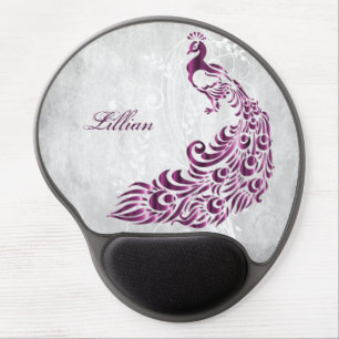 Magenta Peacock Personalized Gel Mousepad